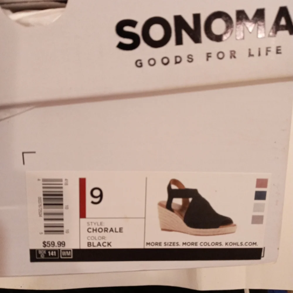 Shoes Wedges Sonoma 9 Black And Beige Open Toe Sandals